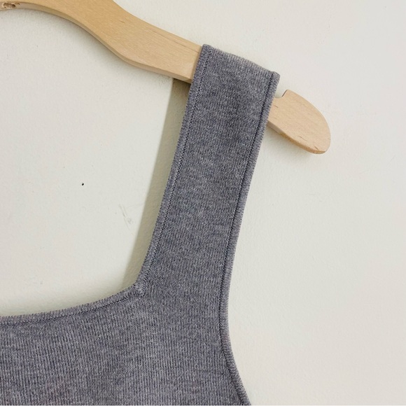 H&M Knit Wool Blend Cropped Sleeveless Top Gray Square Neck S - Picture 4 of 8